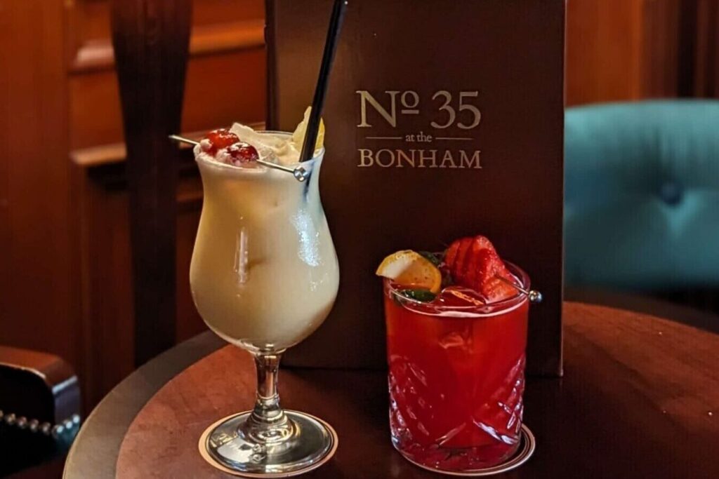 A cosy spot in No.35 at the Bonham bar for cocktails