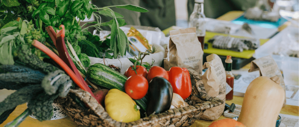 Fresh fruit and vegetables at Leith Market in Edinburgh
